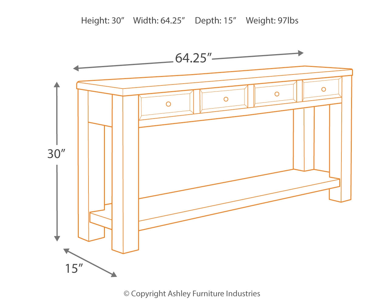 Gavelston Sofa/Console Table