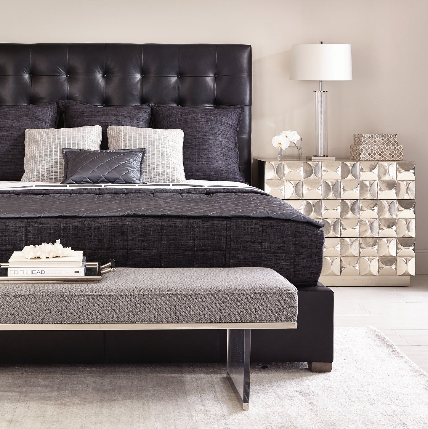 Avery Leather Panel Bed
